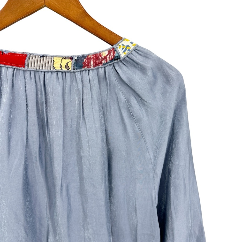 John Mark Top Blue Haze Patchwork Trim Lightweigh… - image 5